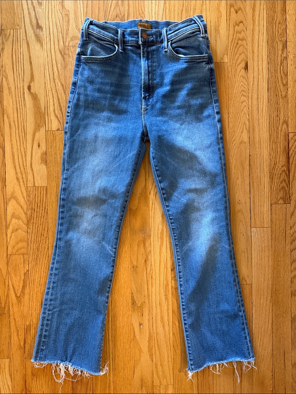 Mother sz 29 The Hustler Ankle Fray Blue High-Rise Jeans good cond